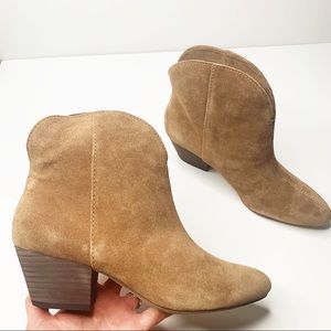 Splendid Paige Brown Suede Western Ankle Boot Heel